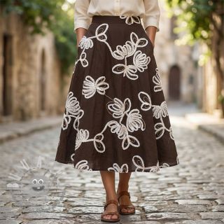 Tessuto di cotone EMBROIDERY Loom En Light brown