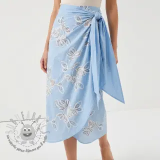 Tessuto di cotone EMBROIDERY Loom En Light baby blue