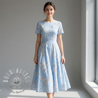 Tessuto di cotone EMBROIDERY Loom En Light baby blue