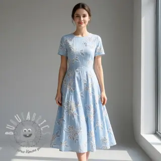 Tessuto di cotone EMBROIDERY Loom En Light baby blue
