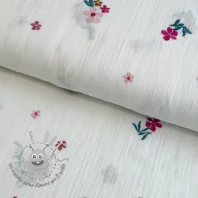 Mussola/Doppia garza EMBROIDERY Flowers MIA camel
