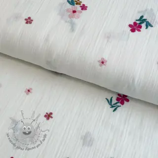 Mussola/Doppia garza EMBROIDERY Flowers MIA camel