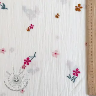 Mussola/Doppia garza EMBROIDERY Flowers MIA camel