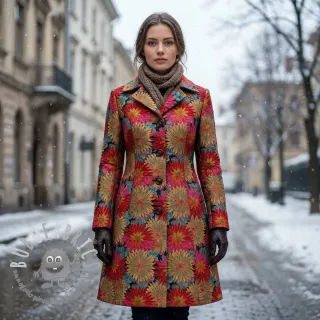 Tessuto decorativo jacquard Matcha allover rouge