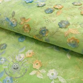 Tessuto di cotone TIE DYE EMBROIDERY Poppy design V