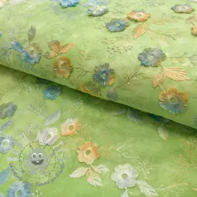 Tessuto di cotone TIE DYE EMBROIDERY Poppy design V