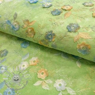 Tessuto di cotone TIE DYE EMBROIDERY Poppy design V