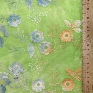 Tessuto di cotone TIE DYE EMBROIDERY Poppy design V