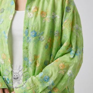 Tessuto di cotone TIE DYE EMBROIDERY Poppy design V