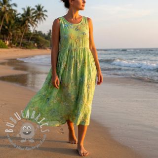 Tessuto di cotone TIE DYE EMBROIDERY Poppy design V