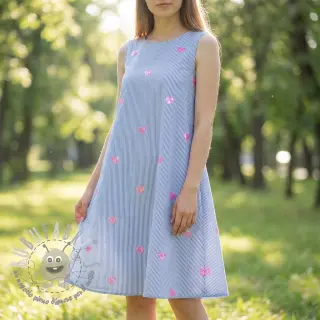 Tessuto di cotone Stripes Sequins Hearts blue