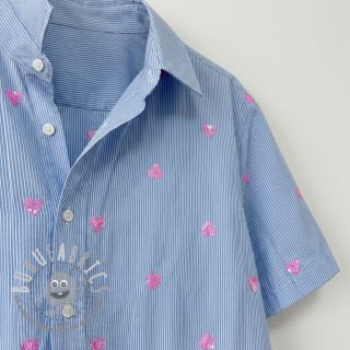 Tessuto di cotone Stripes Sequins Hearts blue