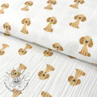 Mussola/Doppia garza Dogs white digital print