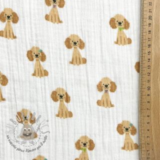 Mussola/Doppia garza Dogs white digital print