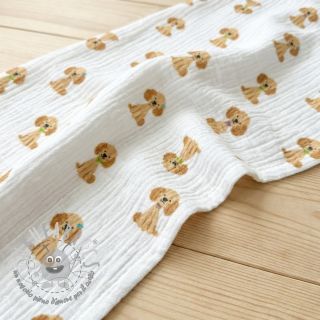 Mussola/Doppia garza Dogs white digital print