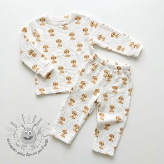 Mussola/Doppia garza Dogs white digital print