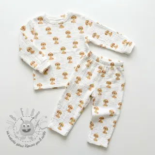 Mussola/Doppia garza Dogs white digital print