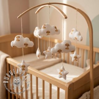 Mussola/Doppia garza Dogs white digital print