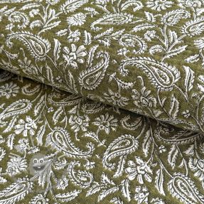 Tessuto decorativo jacquard Mumbai allover kaki