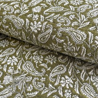 Tessuto decorativo jacquard Mumbai allover kaki