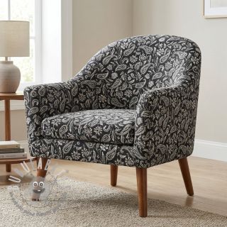 Tessuto decorativo jacquard Mumbai allover noir