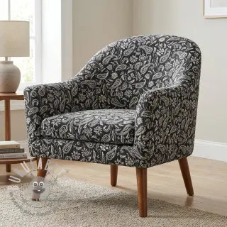 Tessuto decorativo jacquard Mumbai allover noir