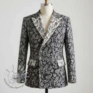 Tessuto decorativo jacquard Mumbai allover noir