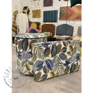 Tessuto decorativo jacquard Cacao allover bleu