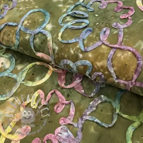 Tessuto di cotone TIE DYE EMBROIDERY Elise tape design A
