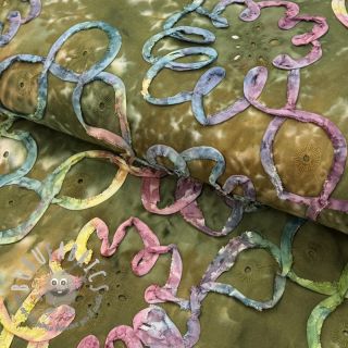 Tessuto di cotone TIE DYE EMBROIDERY Elise tape design A