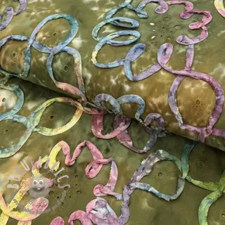 Tessuto di cotone TIE DYE EMBROIDERY Elise tape design A