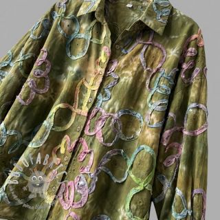 Tessuto di cotone TIE DYE EMBROIDERY Elise tape design A