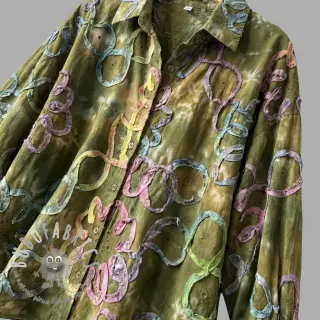 Tessuto di cotone TIE DYE EMBROIDERY Elise tape design A