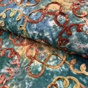 Tessuto di cotone TIE DYE EMBROIDERY Elise tape design C