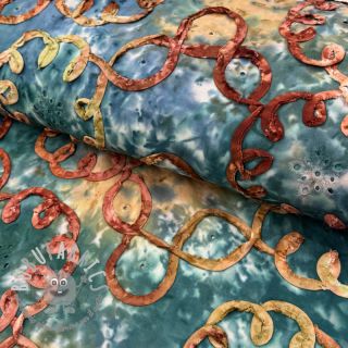 Tessuto di cotone TIE DYE EMBROIDERY Elise tape design C