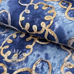 Tessuto di cotone TIE DYE EMBROIDERY Elise tape design D