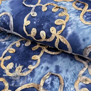 Tessuto di cotone TIE DYE EMBROIDERY Elise tape design D