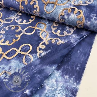 Tessuto di cotone TIE DYE EMBROIDERY Elise tape design D