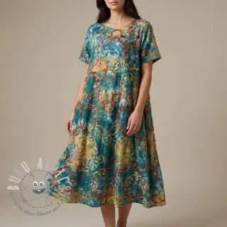 Tessuto di cotone TIE DYE EMBROIDERY Elise tape design C