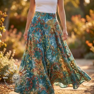 Tessuto di cotone TIE DYE EMBROIDERY Elise tape design C