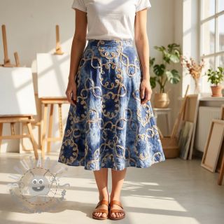 Tessuto di cotone TIE DYE EMBROIDERY Elise tape design D