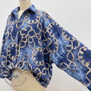 Tessuto di cotone TIE DYE EMBROIDERY Elise tape design D