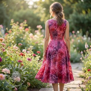 Tessuto di cotone TIE DYE EMBROIDERY Elise tape design E