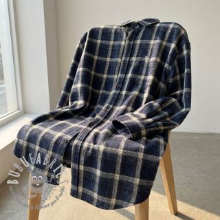 Scottish Check YARN DYED BRUSHED navy