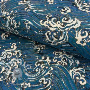Tessuto decorativo jacquard Swell allover bleu