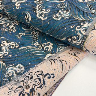 Tessuto decorativo jacquard Swell allover bleu