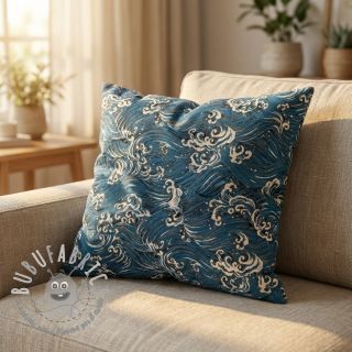 Tessuto decorativo jacquard Swell allover bleu