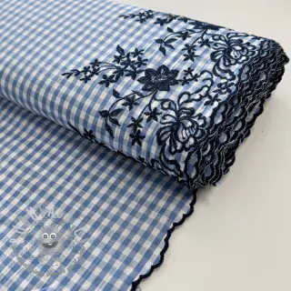 Tessuto di cotone CHECKS ONE-SIDE BORDER blue