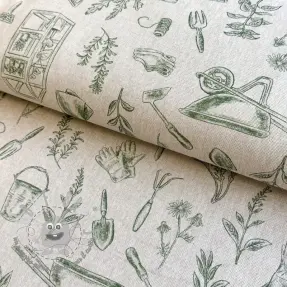 Tessuto decorativo Linenlook Garden Plant Tool digital print