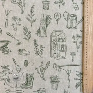 Tessuto decorativo Linenlook Garden Plant Tool digital print